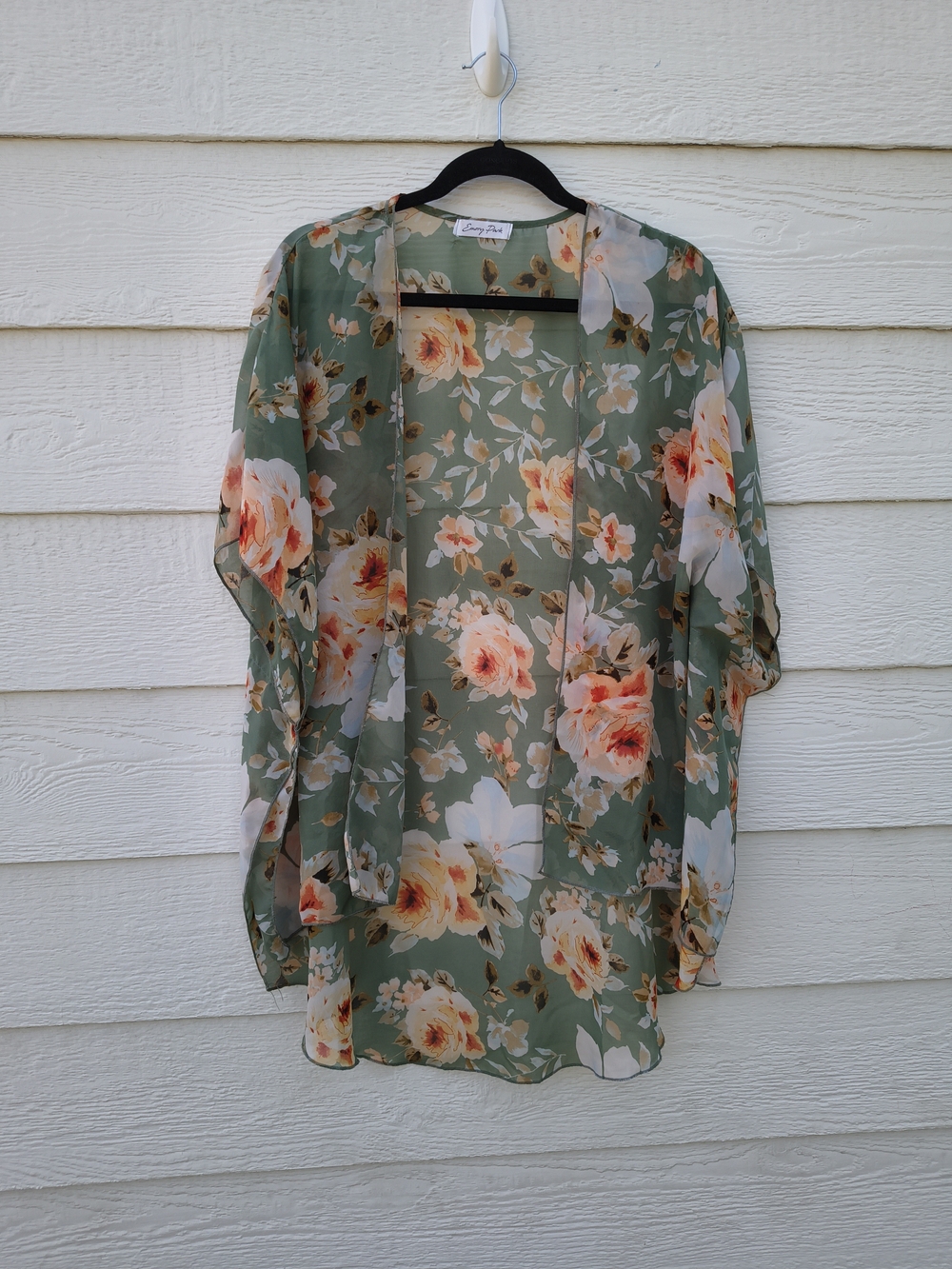 Emory Park Sheer Sage Floral Kimono Cardigan